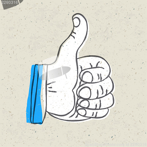 Image of Retro styled thumb up symbol. Vector illustration, EPS10