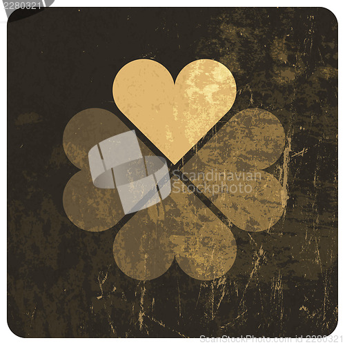 Image of Grunge lucky clover leaf. Vector