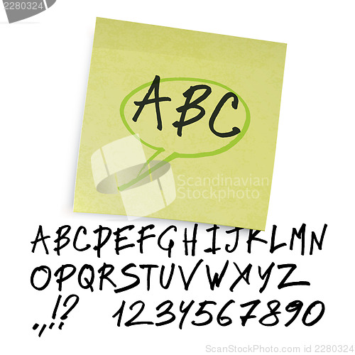 Image of Handwritten alphabet (uppercase letters with numbers). Vector.