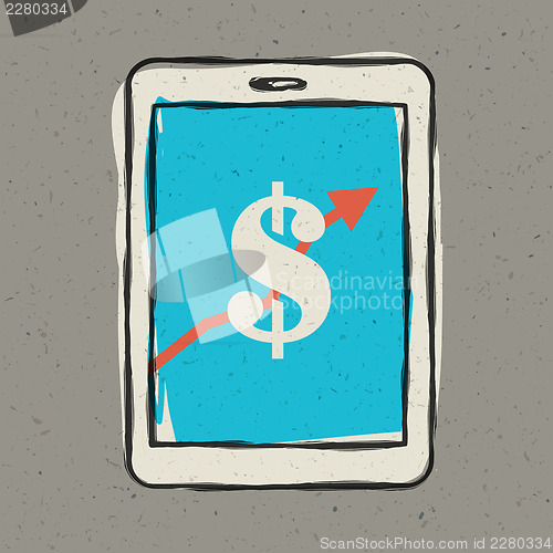 Image of Earnings sign on smartphone screen. Vector, EPS10