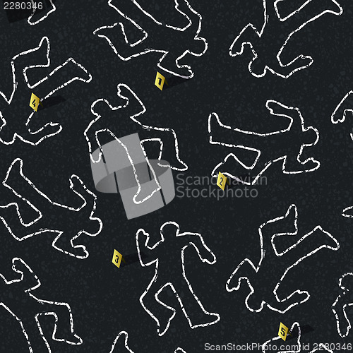 Image of Crime scene seamless pattern with locations of evidence. Vector 