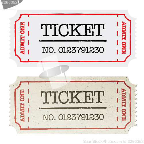 Image of Vintage paper ticket, two versions. Vector illustration, EPS10.