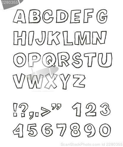 Image of Handwritten sans-serif alphabet, vector, EPS 8