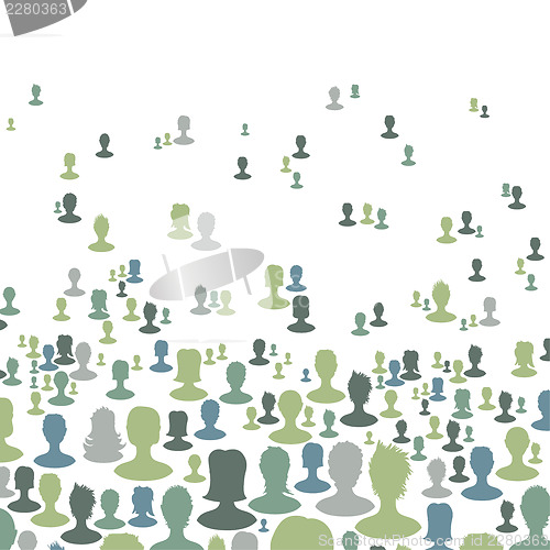 Image of Social network concept background, Many people silhouettes. Vect