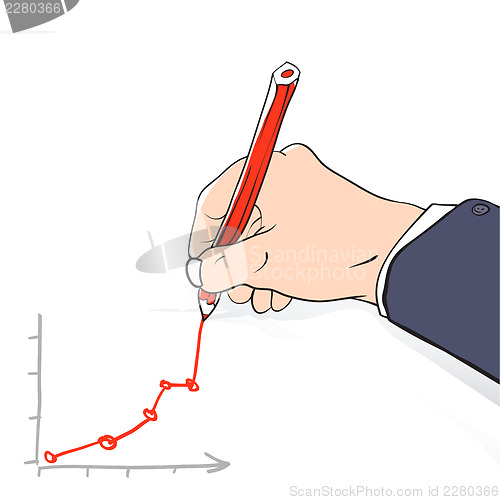 Image of Business man writing successful graph