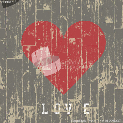 Image of Heart in wood. Valentine's day concept. Vector, EPS10.
