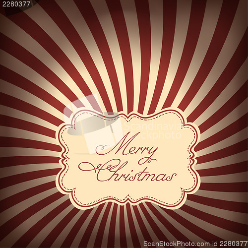 Image of Retro styled Christmas card with sunburst background.