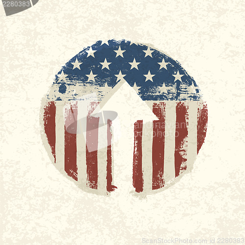 Image of Grunge american flag themed up arrow symbol. Vector, EPS10