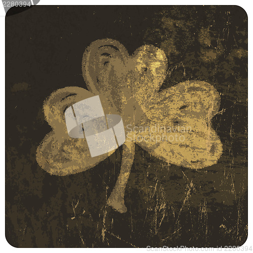 Image of Grunge clover leaf. Vector