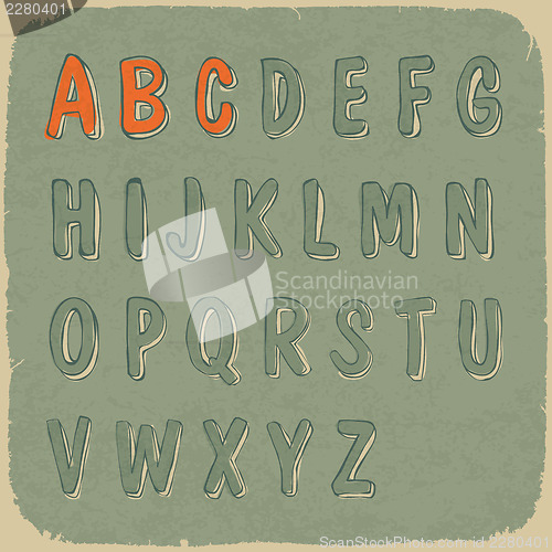 Image of Retro styled sans-serif font. Vector, EPS10