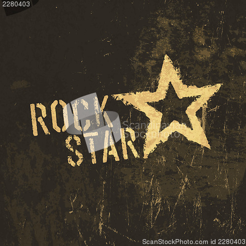 Image of Rock star grunge icon. With stained texture, vector