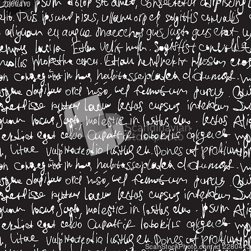 Image of Abstract expressive handwriting on black background. Seamless pa
