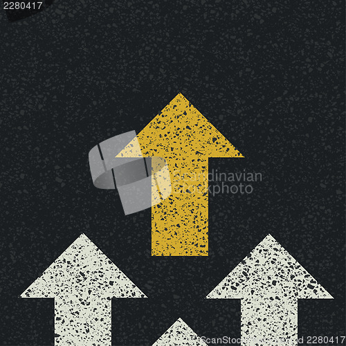 Image of Arrows on asphalt road. Teamwork concept. Vector