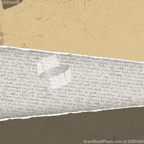 Image of Vintage torn background with handwritings. Vector illustration, 