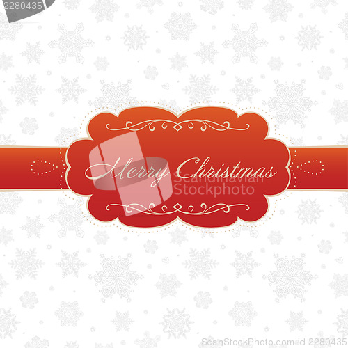 Image of Merry christmas greeting card on white background with snowflake