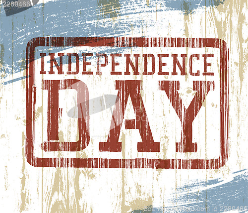 Image of Independence day stamp on wooden background. Vector illustration