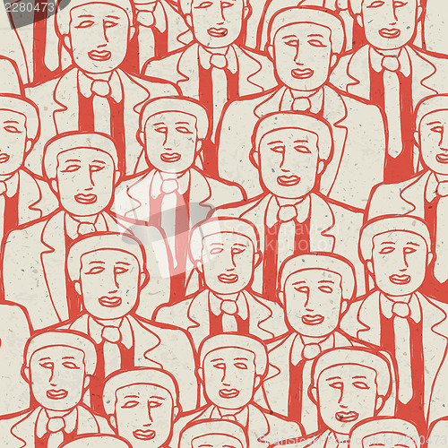 Image of Abstract crowd of business men's. Seamless pattern, vector conce