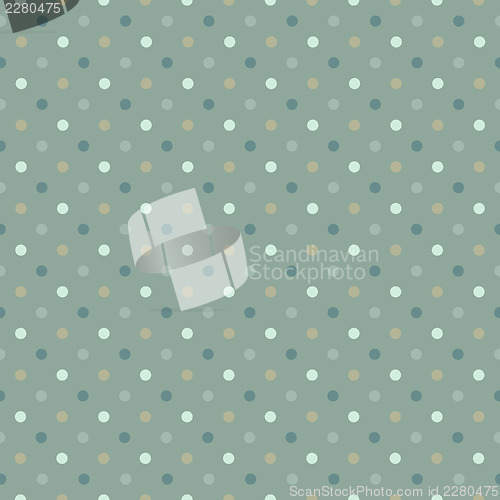 Image of Seamless polka dot pattern in cold green gamut. Vector illustrat