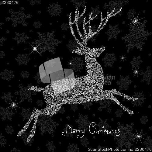 Image of Christmas deer silhouette. Vector illustration, EPS8