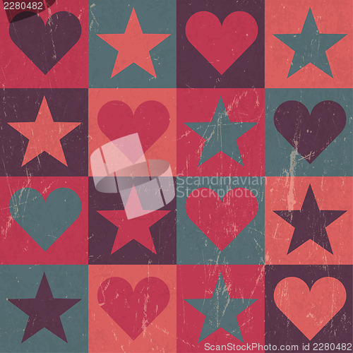 Image of Hearts And Stars Seamless Pattern Pink, Vector