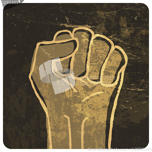 Image of Fist illustration. With grunge texture, vector