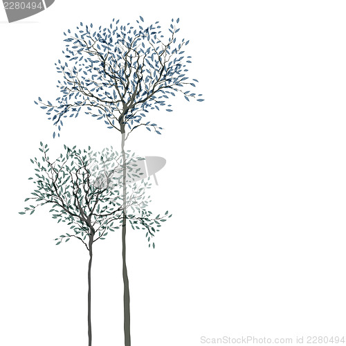 Image of Trees background. The trunk and leaves in separate layers. Vecto