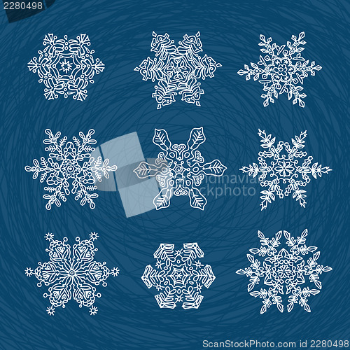 Image of Macro-structure of real snowflakes, transformed and drawn as orn