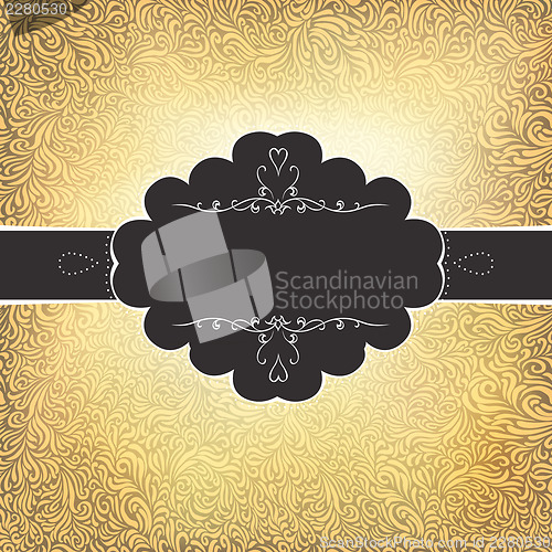 Image of Golden vintage card template. Vector, EPS10