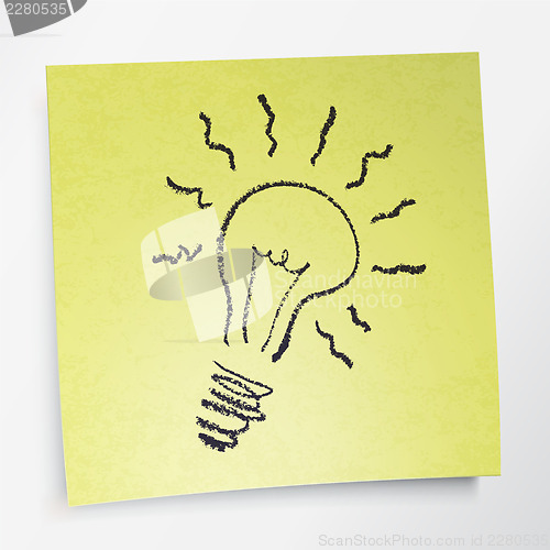 Image of Idea symbol on sticky yellow paper. Vector illustration
