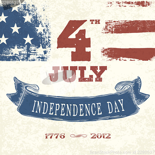 Image of Vintage styled card for Fourth July Celebration. Vector, EPS10