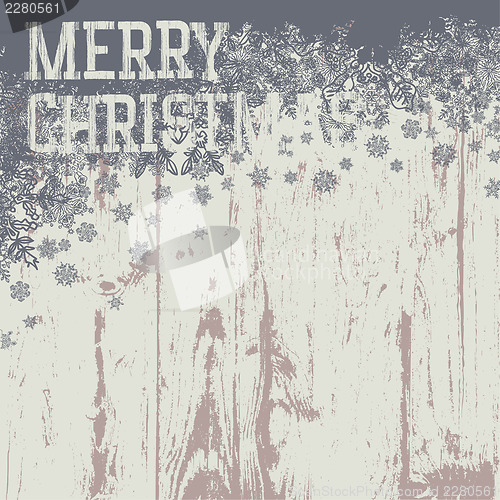 Image of Merry christmas greetings on wooden background. Vector illustrat