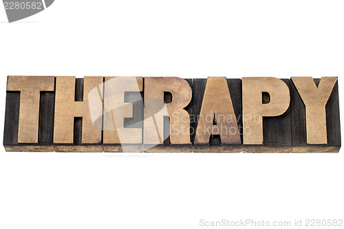 Image of therapy word in wood type