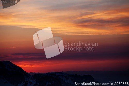 Image of Beautiful sunrise in mountains