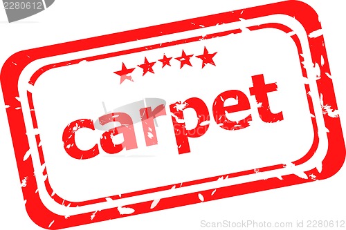 Image of carpet on red rubber stamp over a white background