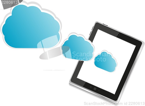 Image of Cloud-computing connection on the digital tablet pc