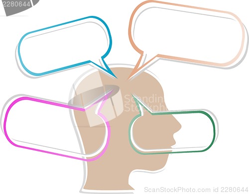 Image of head silhouette with abstract speech bubble