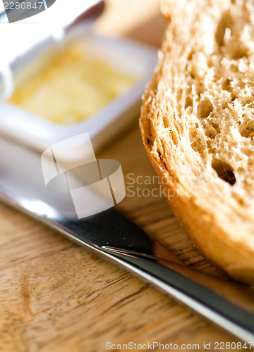 Image of Bread and butter, closeup