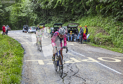 Image of Amateur Cyslists Climbing Col du Granier