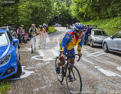 Image of Amateur Cyslists Climbing Col du Granier