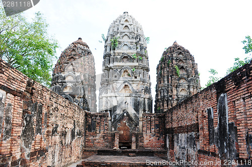 Image of Ancient wat ruins in the Historical Park of Sukhothai