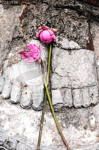 Image of Statue of Buddha's feet in the Historical Park of Sukhothai