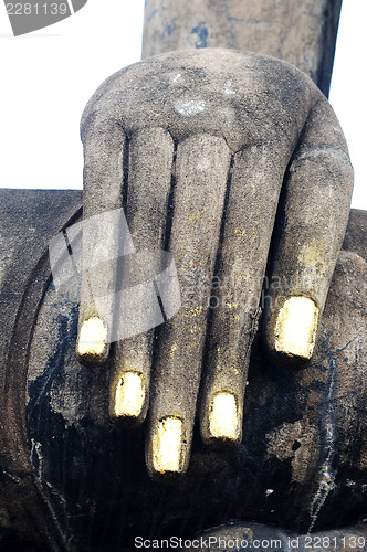 Image of Statue of a Buddha's hand in the Historical Park of Sukhothai