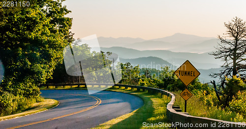 Image of early morning sunrise over blue ridge mountains