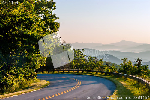 Image of early morning sunrise over blue ridge mountains