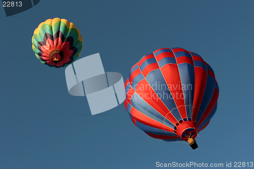 Image of two hot air balloons from below