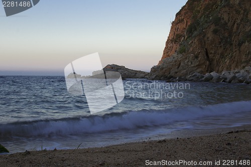 Image of El Kolodar beach - just outside the fortress. Castle Villa Vella.