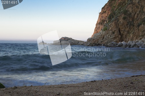 Image of El Kolodar beach - just outside the fortress. Castle Villa Vella.