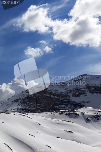 Image of Snow mountains in sunny day