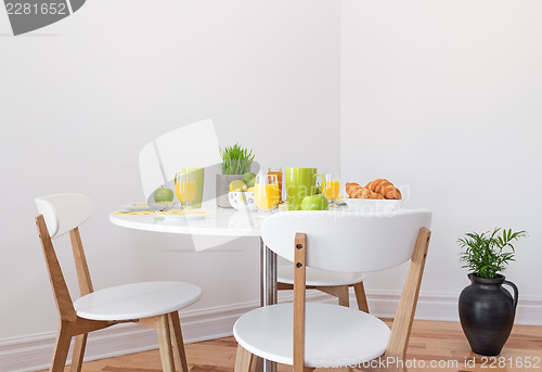 Image of Tasty breakfast on a white table