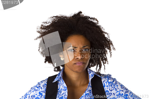 Image of Sceptic afro american woman 